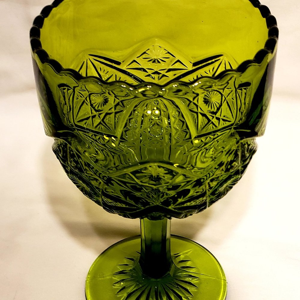 Vintage L.E. Smith Emerald Green Chalice/Dish